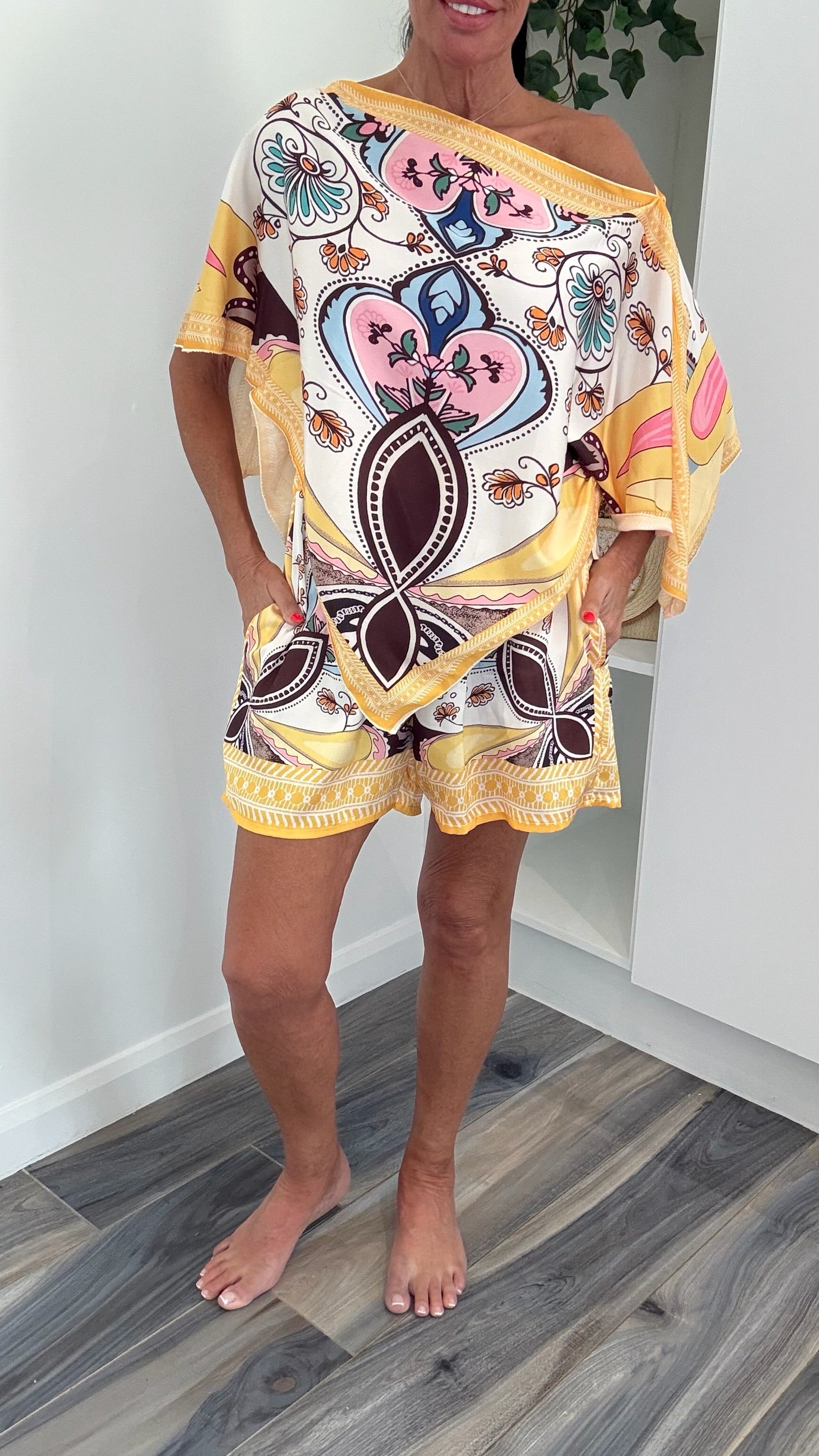 Amalfi Scarf Co-Ord Set - Lemon Multi