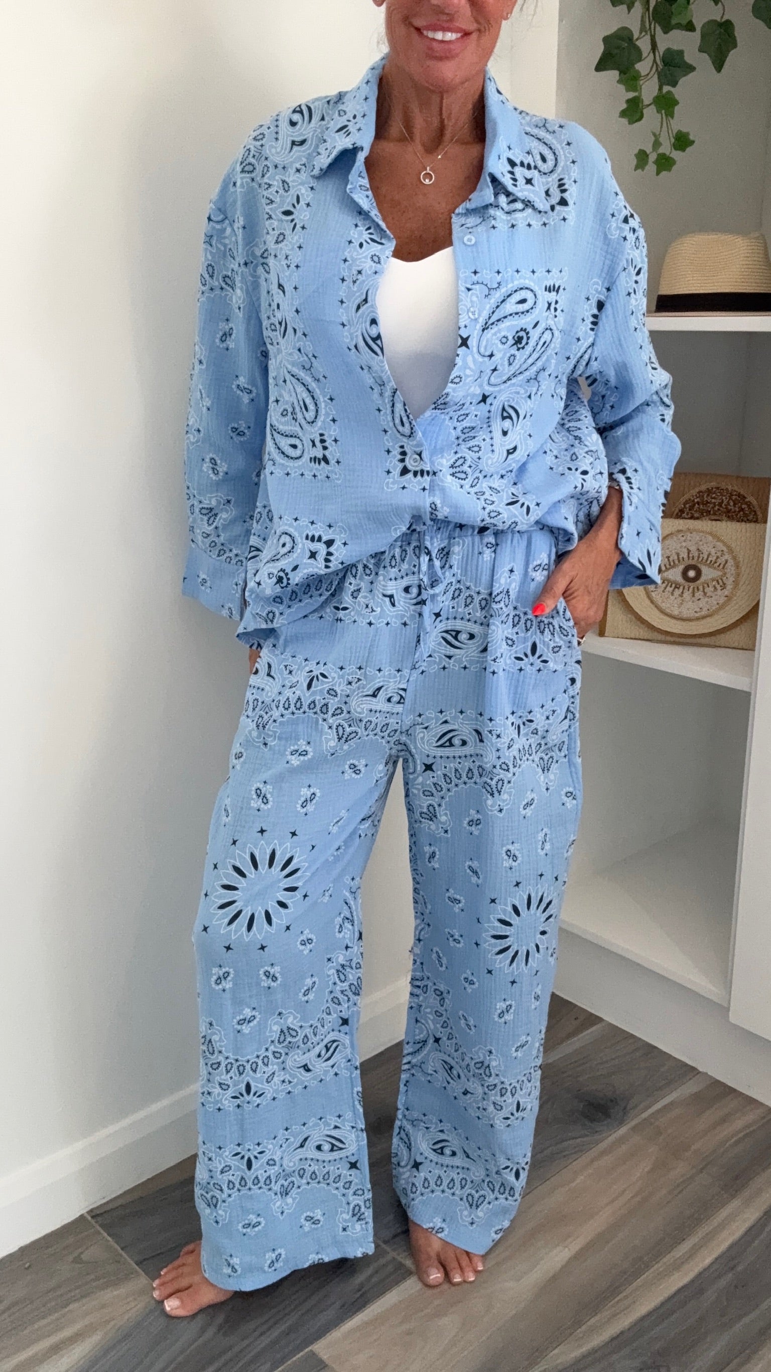 Palm Springs Trousers Co-Ord - Blue