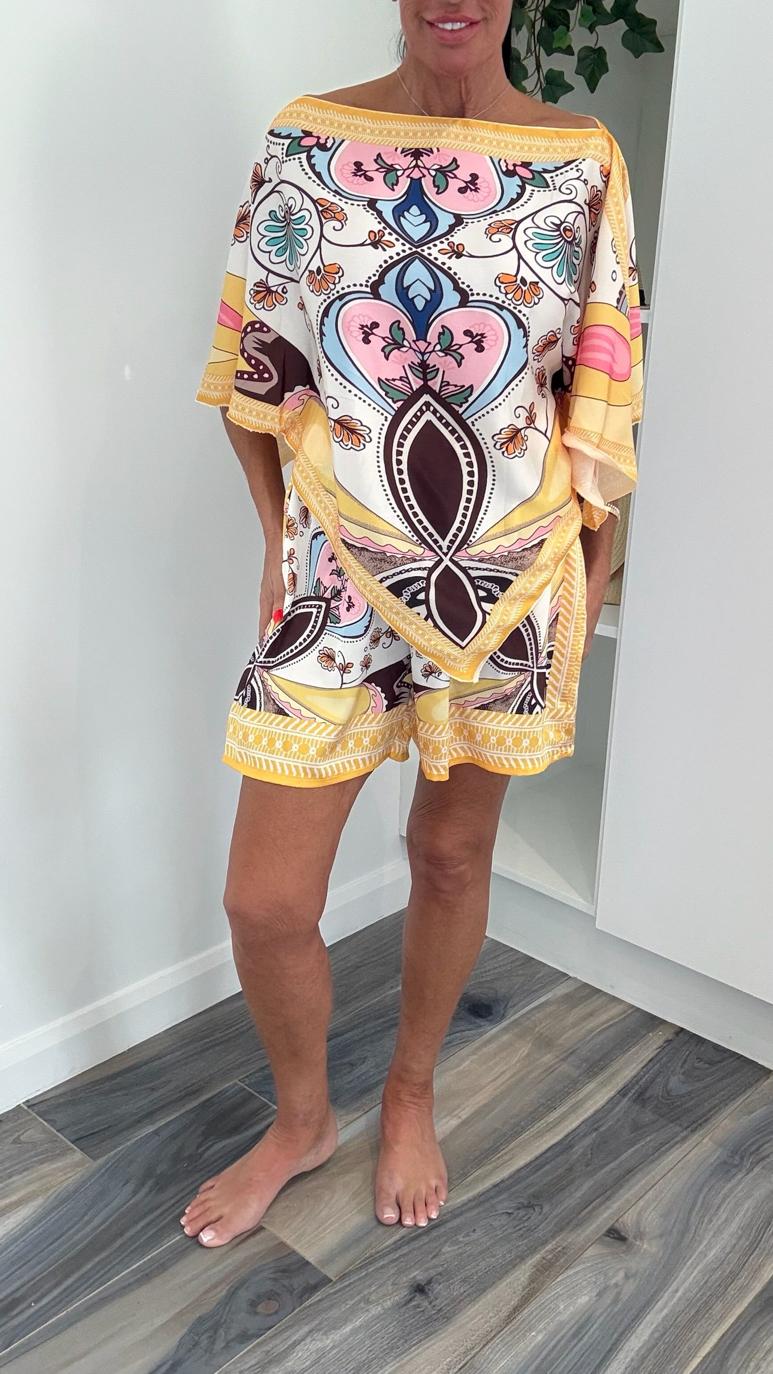 Amalfi Scarf Co-Ord Set - Lemon Multi
