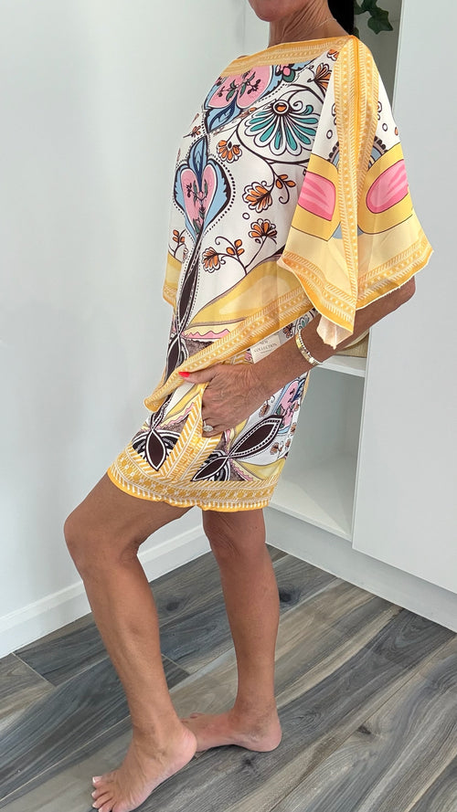 Amalfi Scarf Co-Ord Set - Lemon Multi