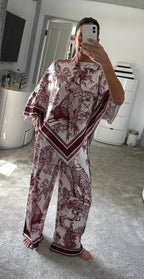 Safari Handkerchief Co-Ord - Burgundy