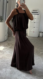 Bubble Hem Palazzo Co-Ord - Brown