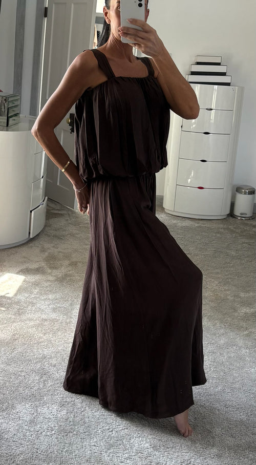Bubble Hem Palazzo Co-Ord - Brown