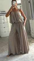 Bubble Hem Palazzo Co-Ord - Beige