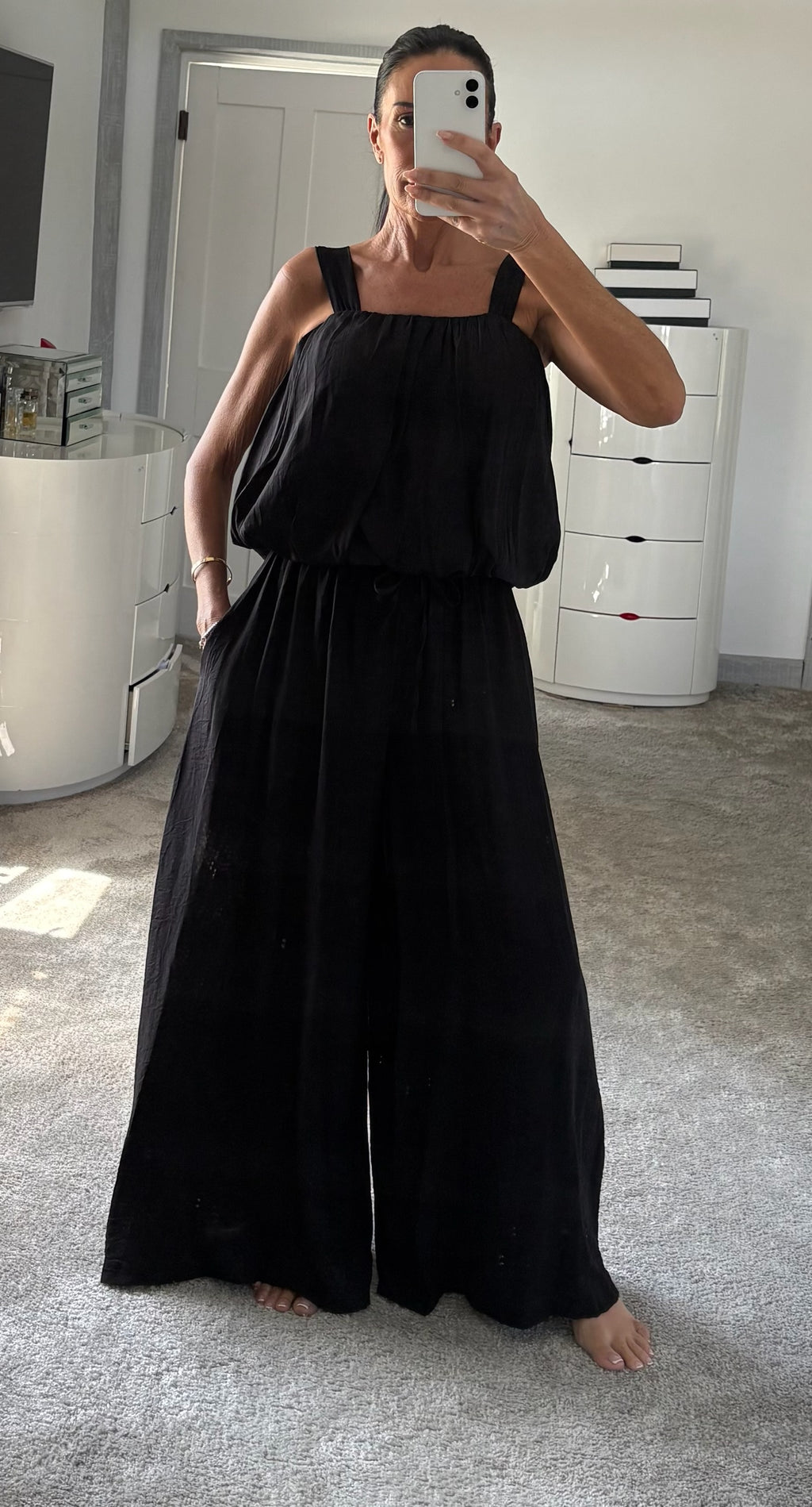 Bubble Hem Palazzo Co-Ord - Black