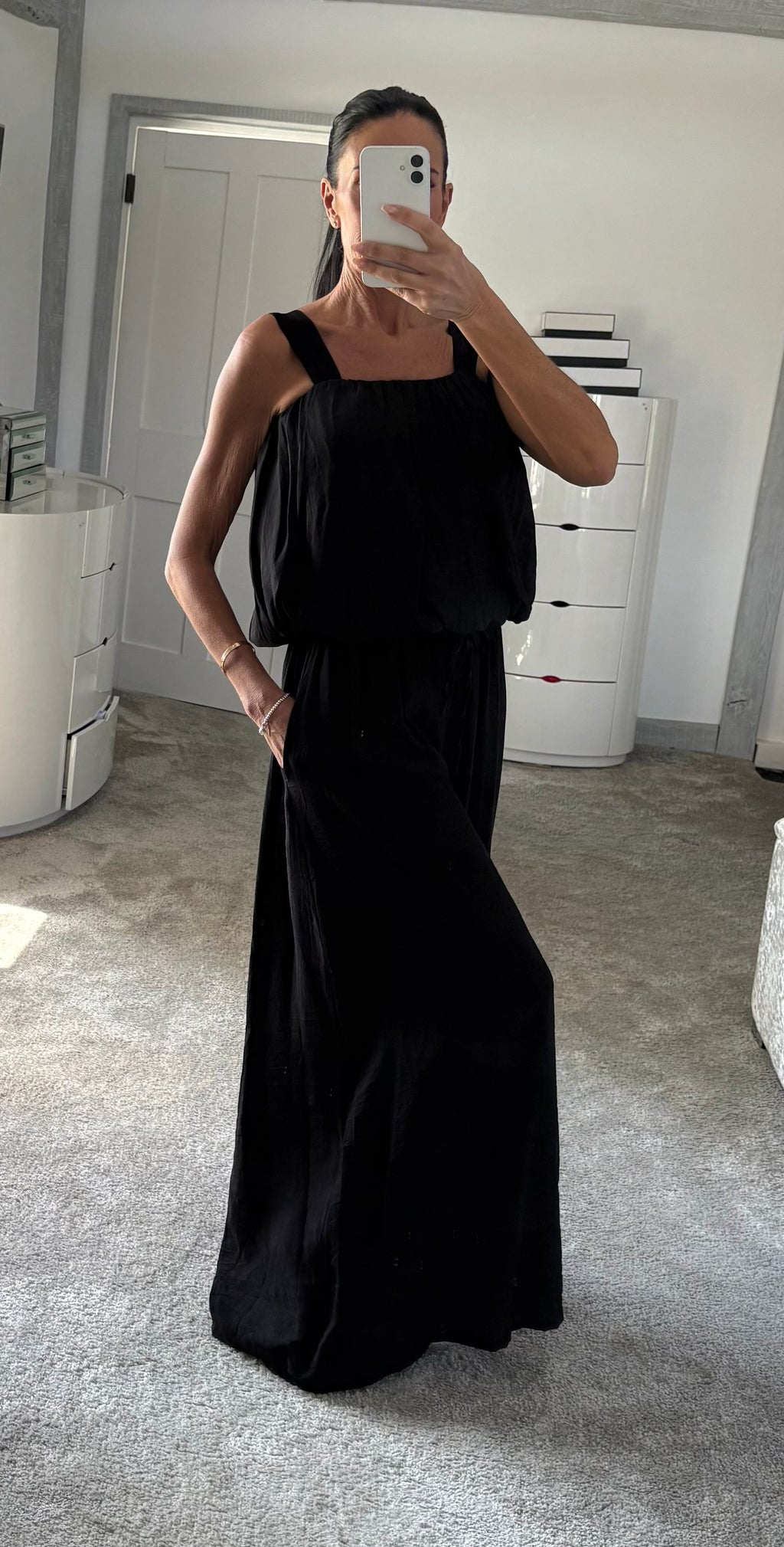Bubble Hem Palazzo Co-Ord - Black