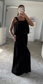 Bubble Hem Palazzo Co-Ord - Black