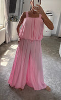Bubble Hem Palazzo Co-Ord - Pink
