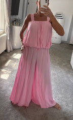 Bubble Hem Palazzo Co-Ord - Pink