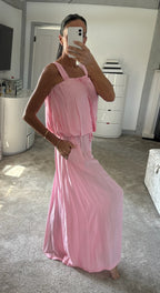 Bubble Hem Palazzo Co-Ord - Pink
