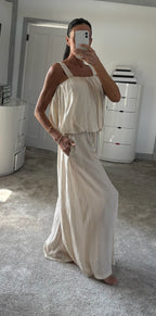Bubble Hem Palazzo Co-Ord - Cream
