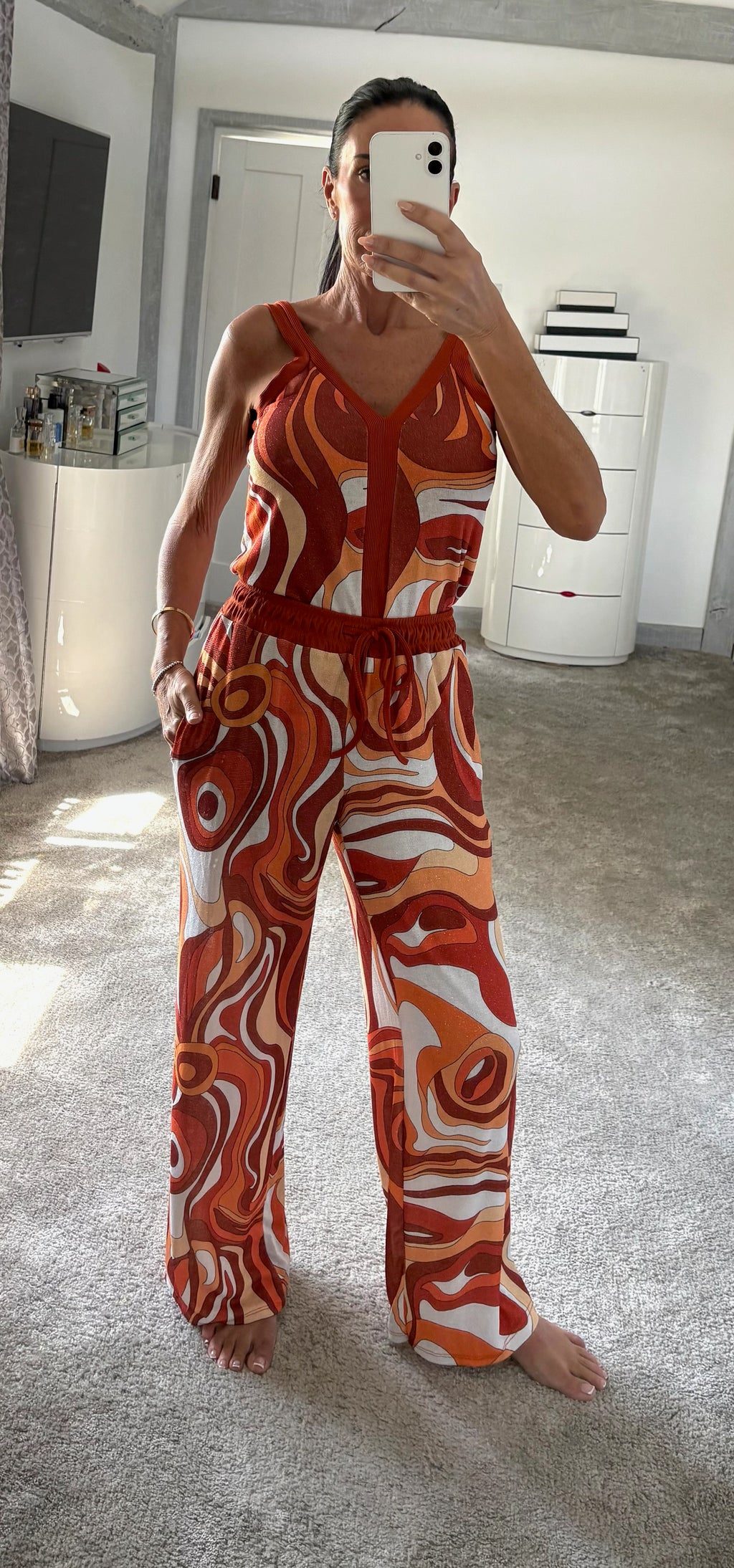 Lures Swirl Print Stretch Co-Ord - Orange