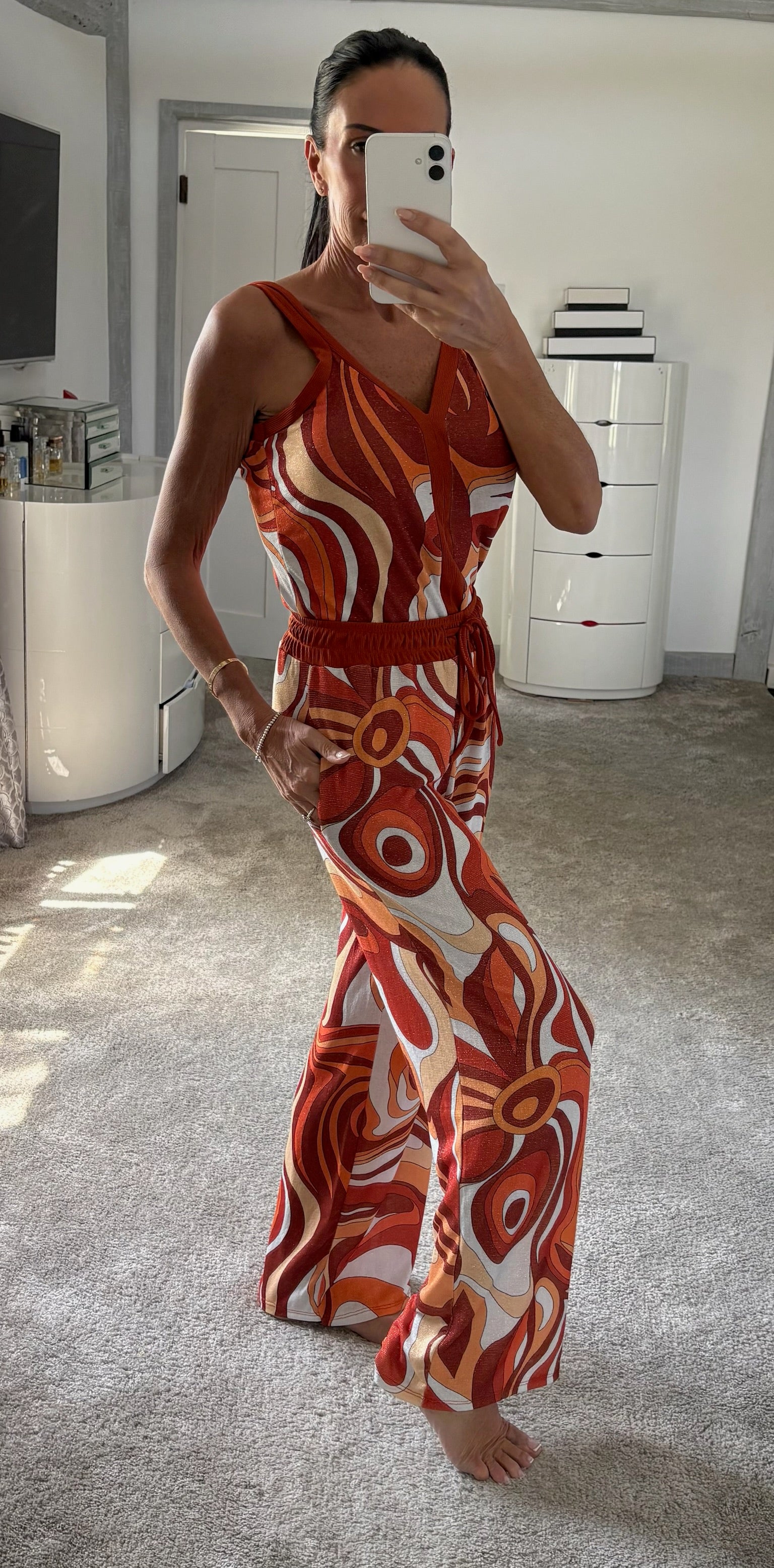 Lures Swirl Print Stretch Co-Ord - Orange