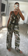Lures Swirl Print Stretch Co-Ord - Green