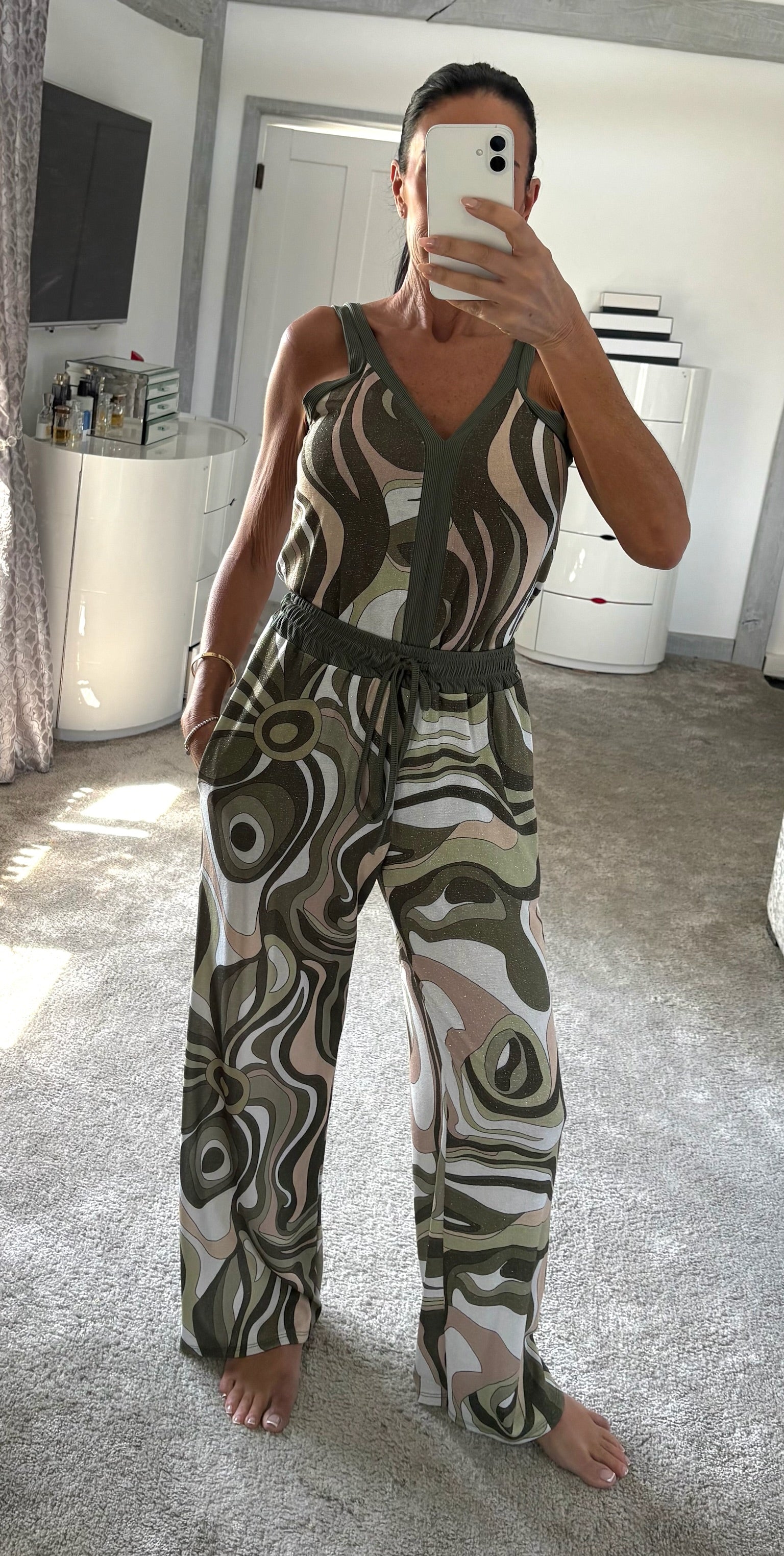 Lures Swirl Print Stretch Co-Ord - Green