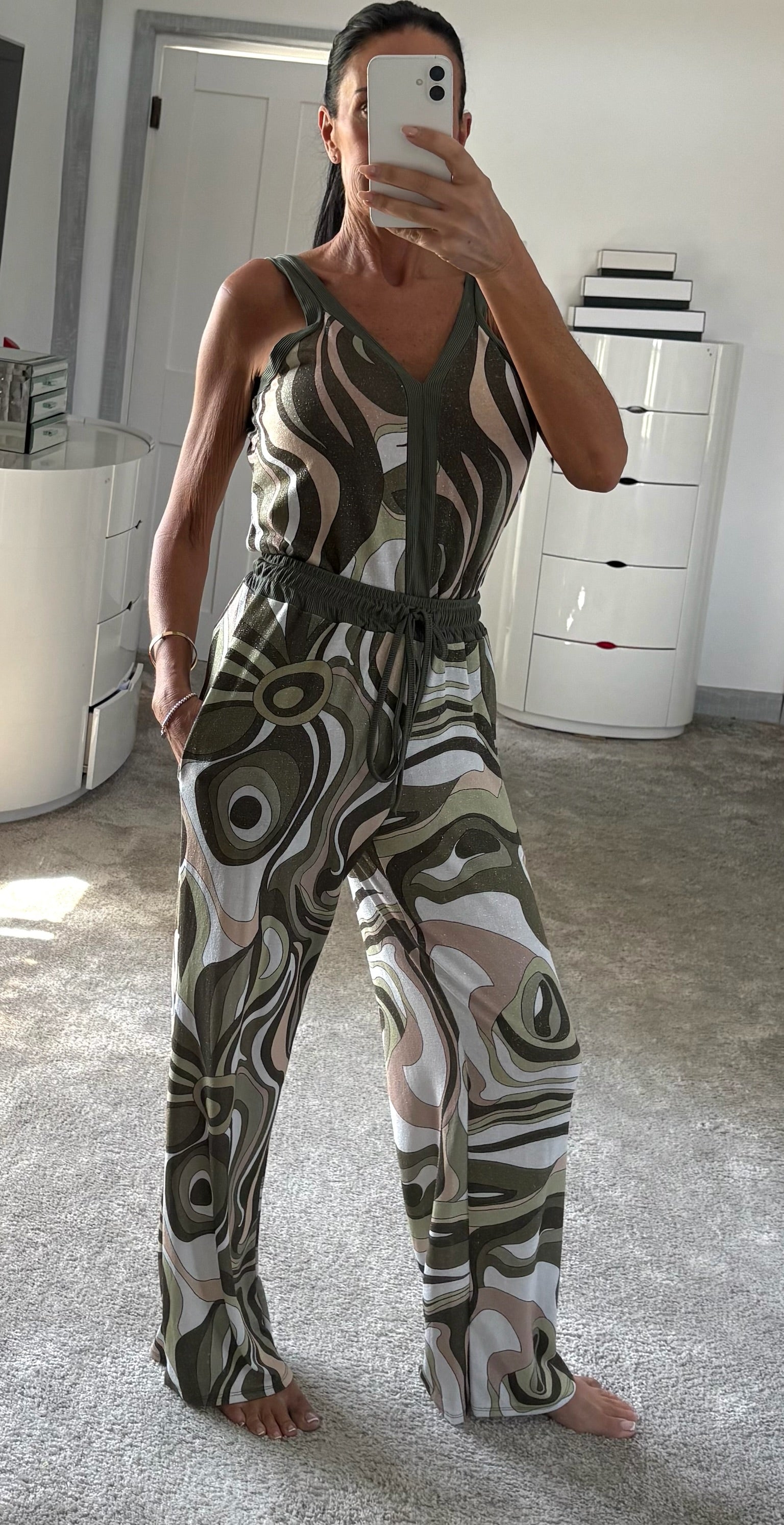 Lures Swirl Print Stretch Co-Ord - Green