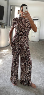 Swirl Print Stretch Co-Ord - Brown