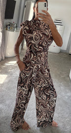 Swirl Print Stretch Co-Ord - Brown