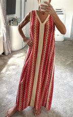 Shimmer Side Detail Stretch Maxi Dress - Red
