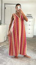 Shimmer Side Detail Stretch Maxi Dress - Pink