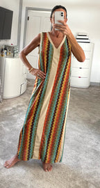 Shimmer Side Detail Stretch Maxi Dress - Aqua