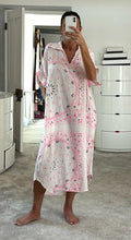 Bandana Cheesecloth Shirt Dress - White / Neon Pink