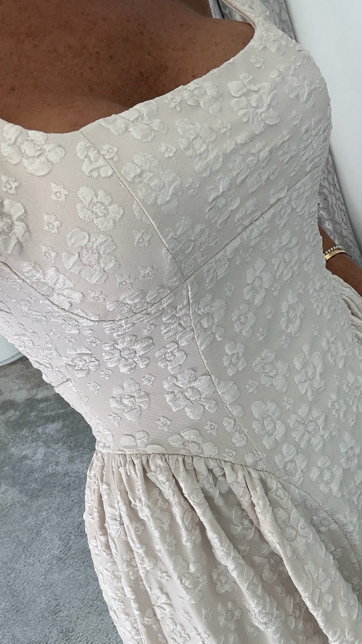 Sienna Embossed Backless Dress - Cream