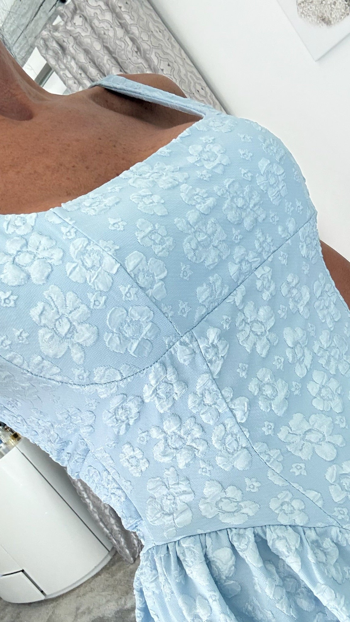 Sienna Embossed Backless Dress - Blue
