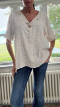 Cotton Button Detail Top - Cream