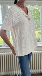 Cotton Button Detail Top - Cream