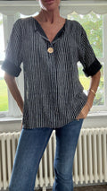Cotton Button Detail Top - Black