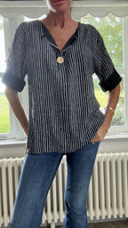 Cotton Button Detail Top - Black