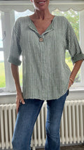 Cotton Button Detail Top - Teal