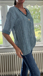 Cotton Button Detail Top - Teal