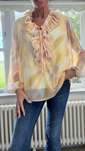 Ruffled Chiffon Blouse - Yellow