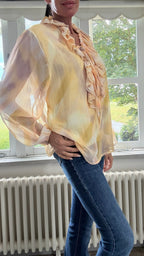 Ruffled Chiffon Blouse - Yellow