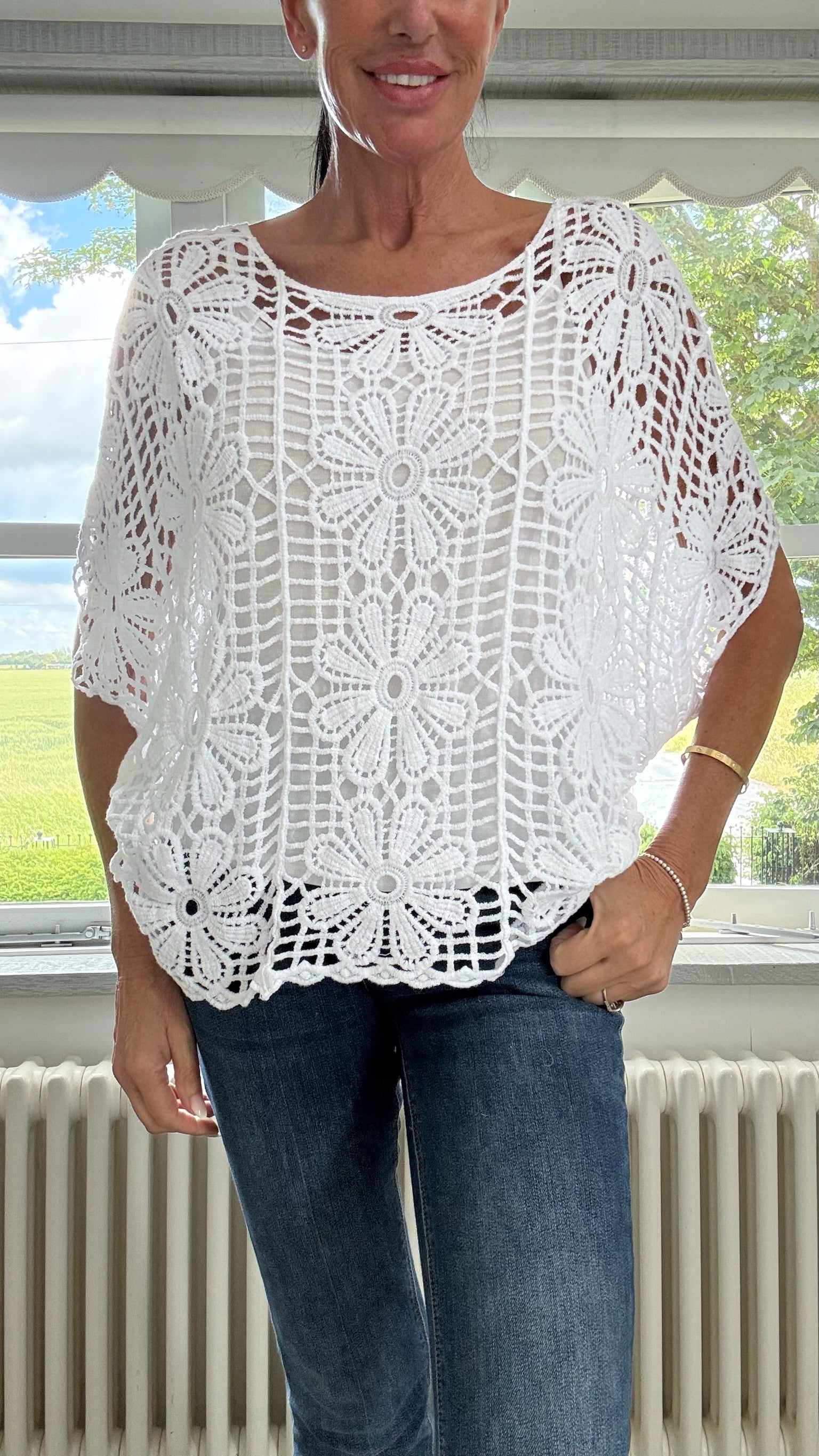 Daisy Crochet Top & Vest Set - White