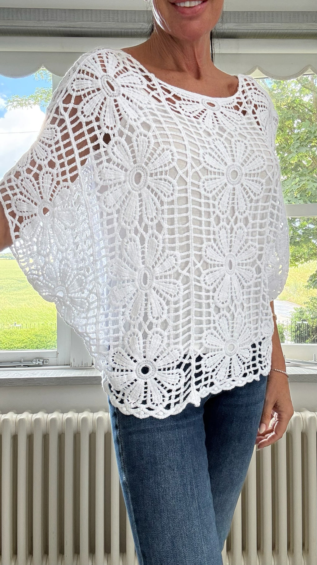 Daisy Crochet Top & Vest Set - White