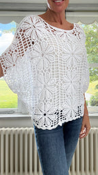 Daisy Crochet Top & Vest Set - White
