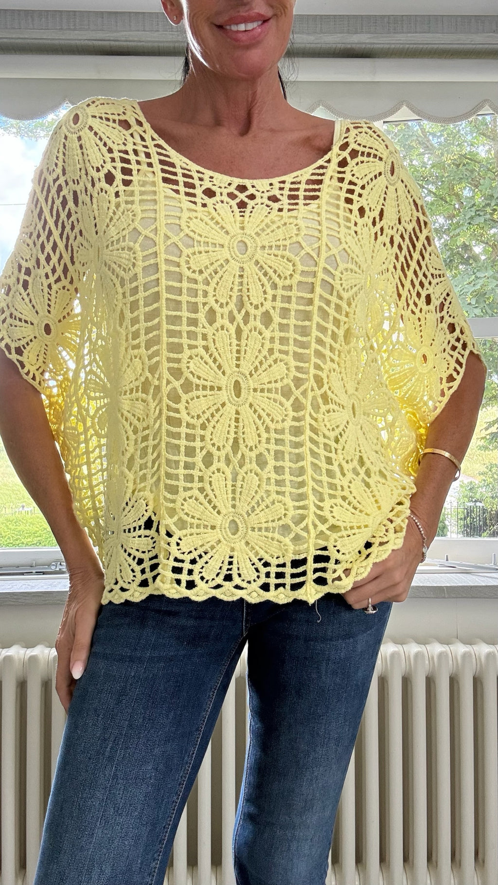 Daisy Crochet Top & Vest Set - Lemon