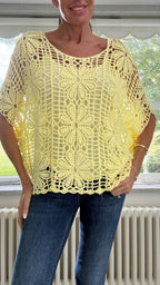 Daisy Crochet Top & Vest Set - Lemon