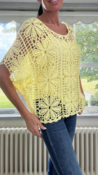 Daisy Crochet Top & Vest Set - Lemon