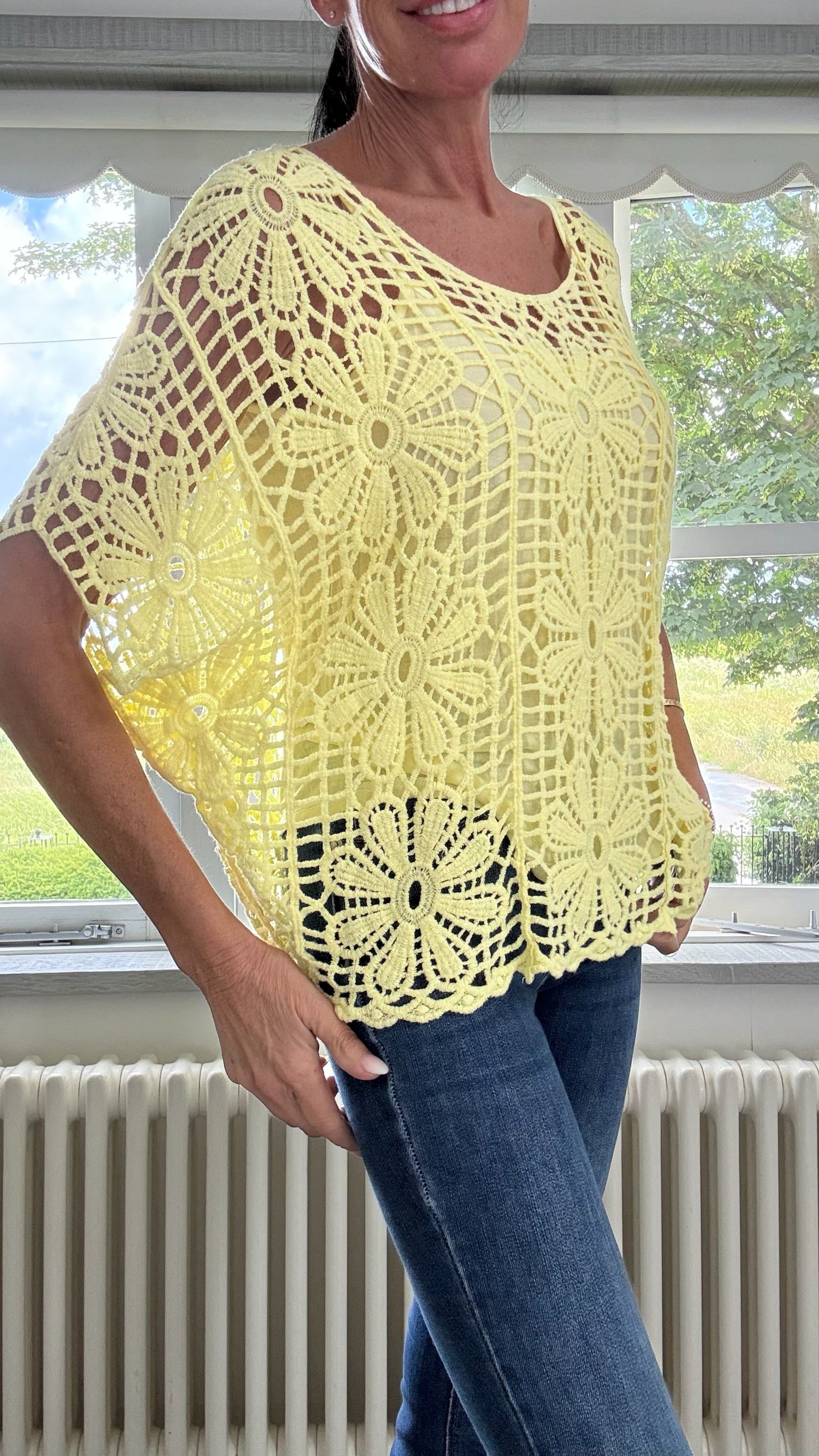 Daisy Crochet Top & Vest Set - Lemon