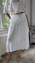 Lace Panel Maxi Skirt - White