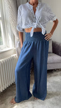 Lightweight Denim Wide Leg Trousers