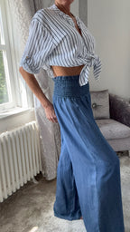 Lightweight Denim Wide Leg Trousers
