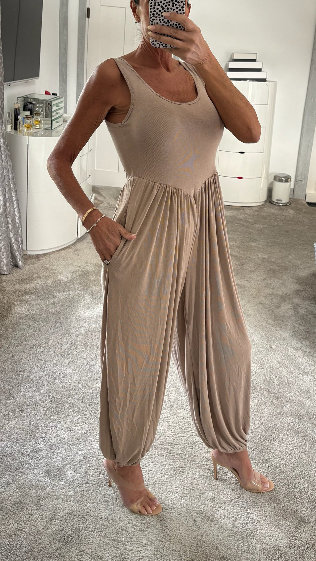 Everyday Balloon Leg Jumpsuit - Beige