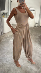 Everyday Balloon Leg Jumpsuit - Beige