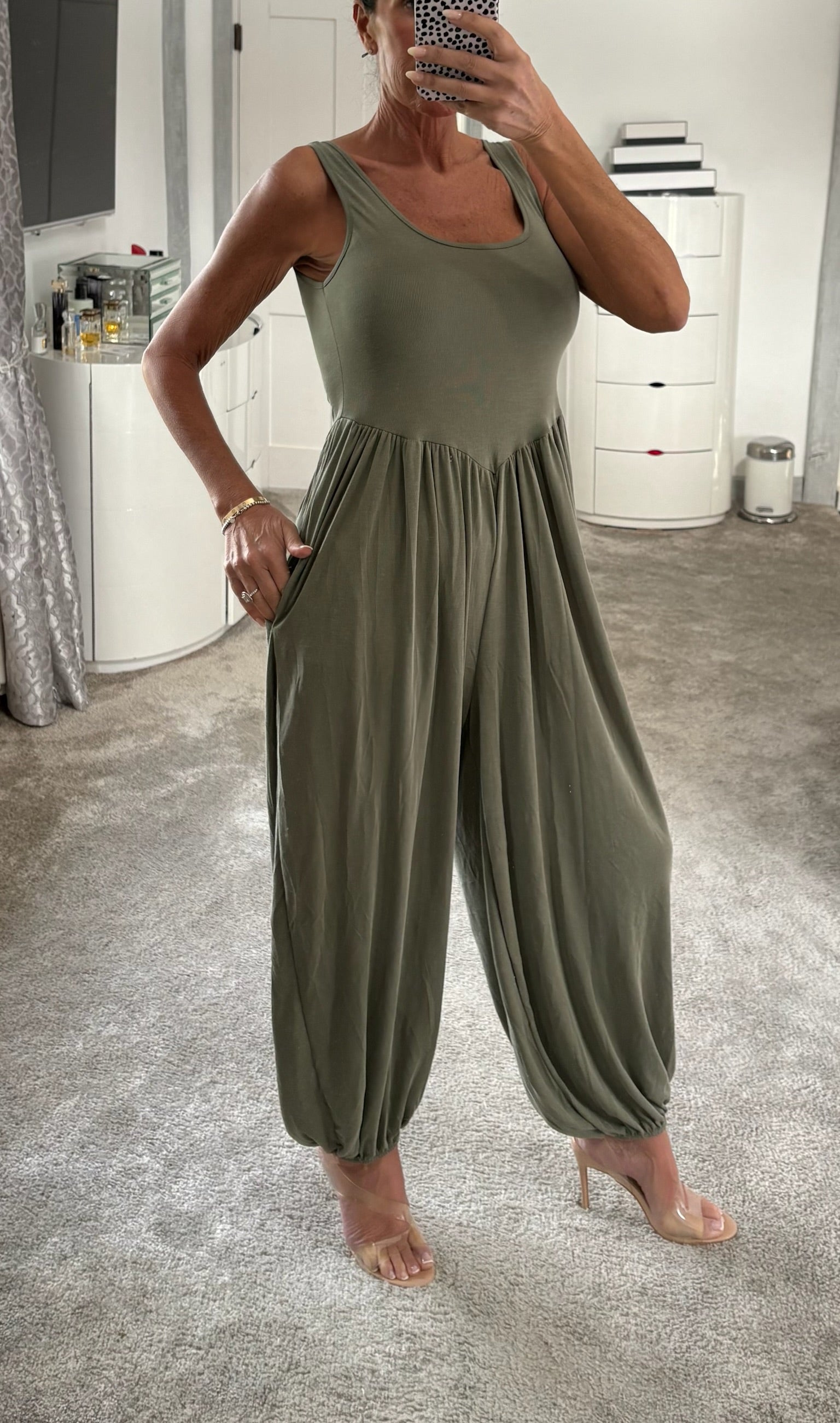 Everyday Balloon Leg Jumpsuit - Khaki