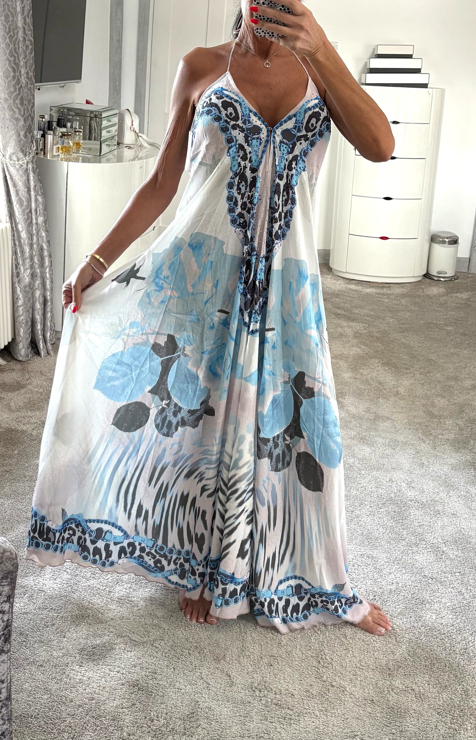 Santorini Sparkle Maxi Dress - Blue